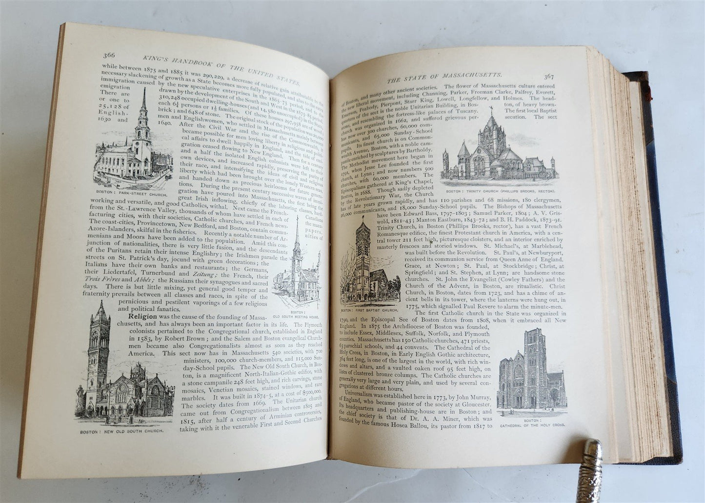 1891 KING'S HANDBOOK of UNITED STATES antique ILLUSTRATED AMERICANA
