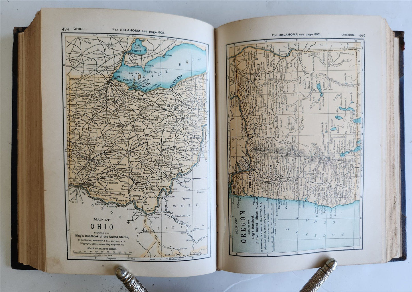 1891 KING'S HANDBOOK of UNITED STATES antique ILLUSTRATED AMERICANA