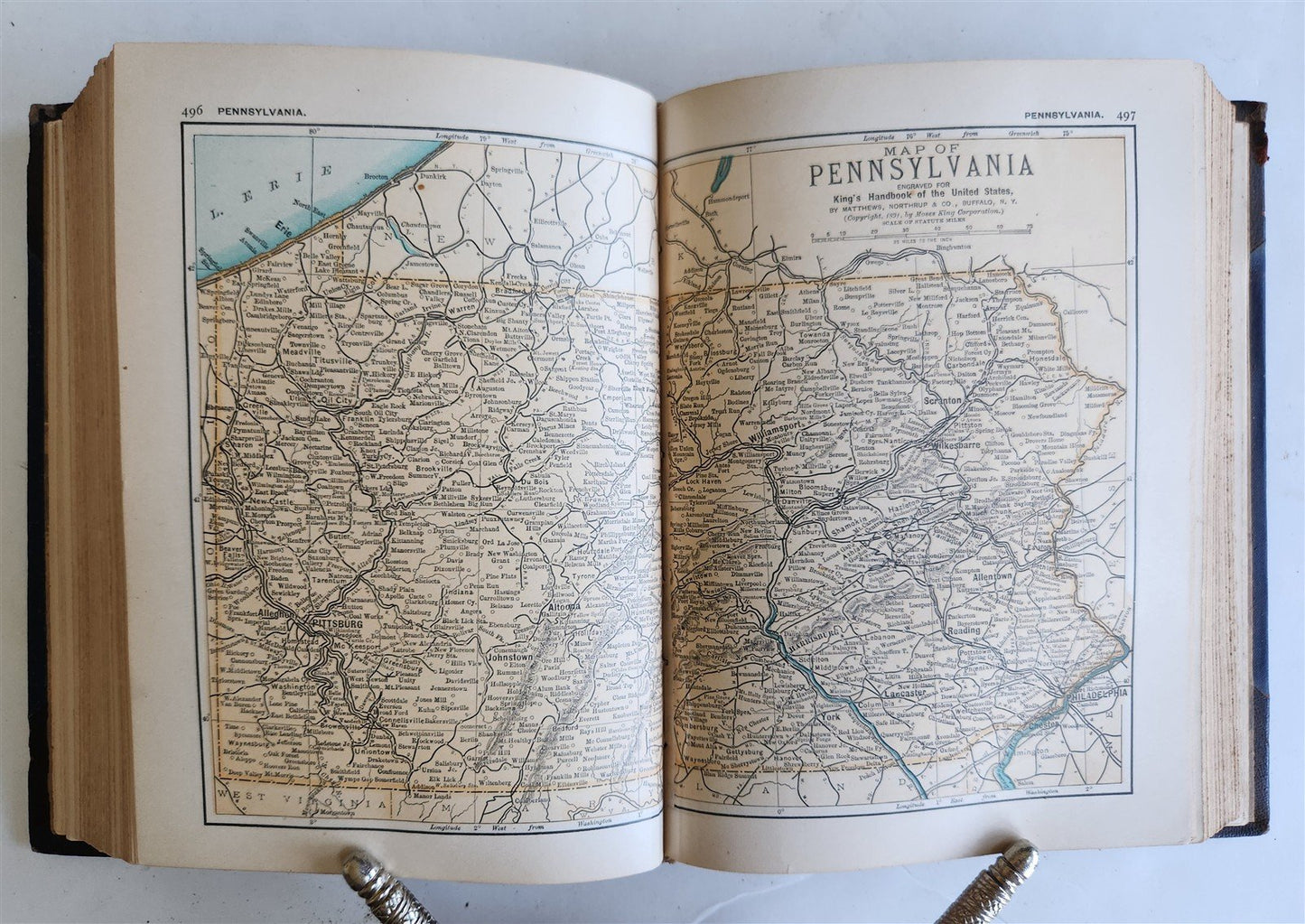 1891 KING'S HANDBOOK of UNITED STATES antique ILLUSTRATED AMERICANA