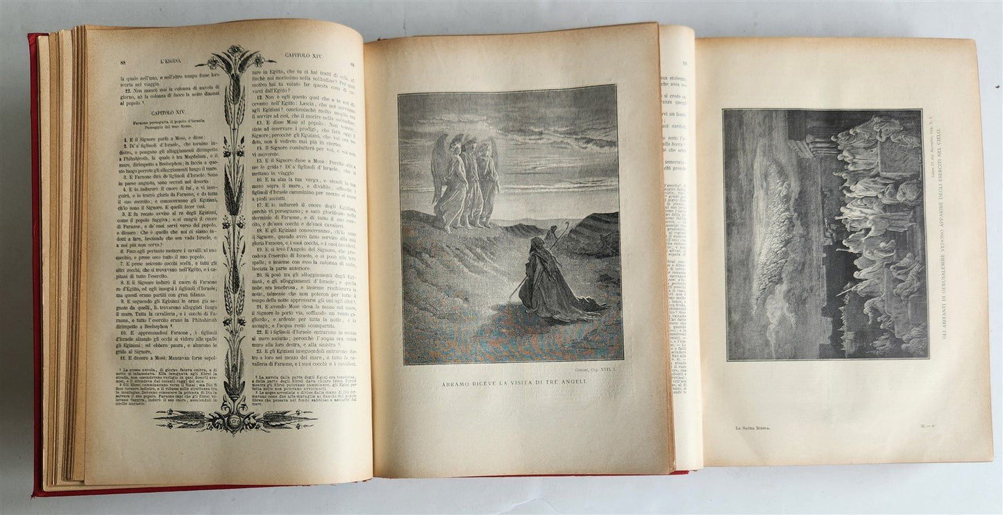 1931 BIBLE in ITALIAN ILLUSTRATED by GUSTAVE DORE antique 2 VOLS LA SACRA BIBBIA
