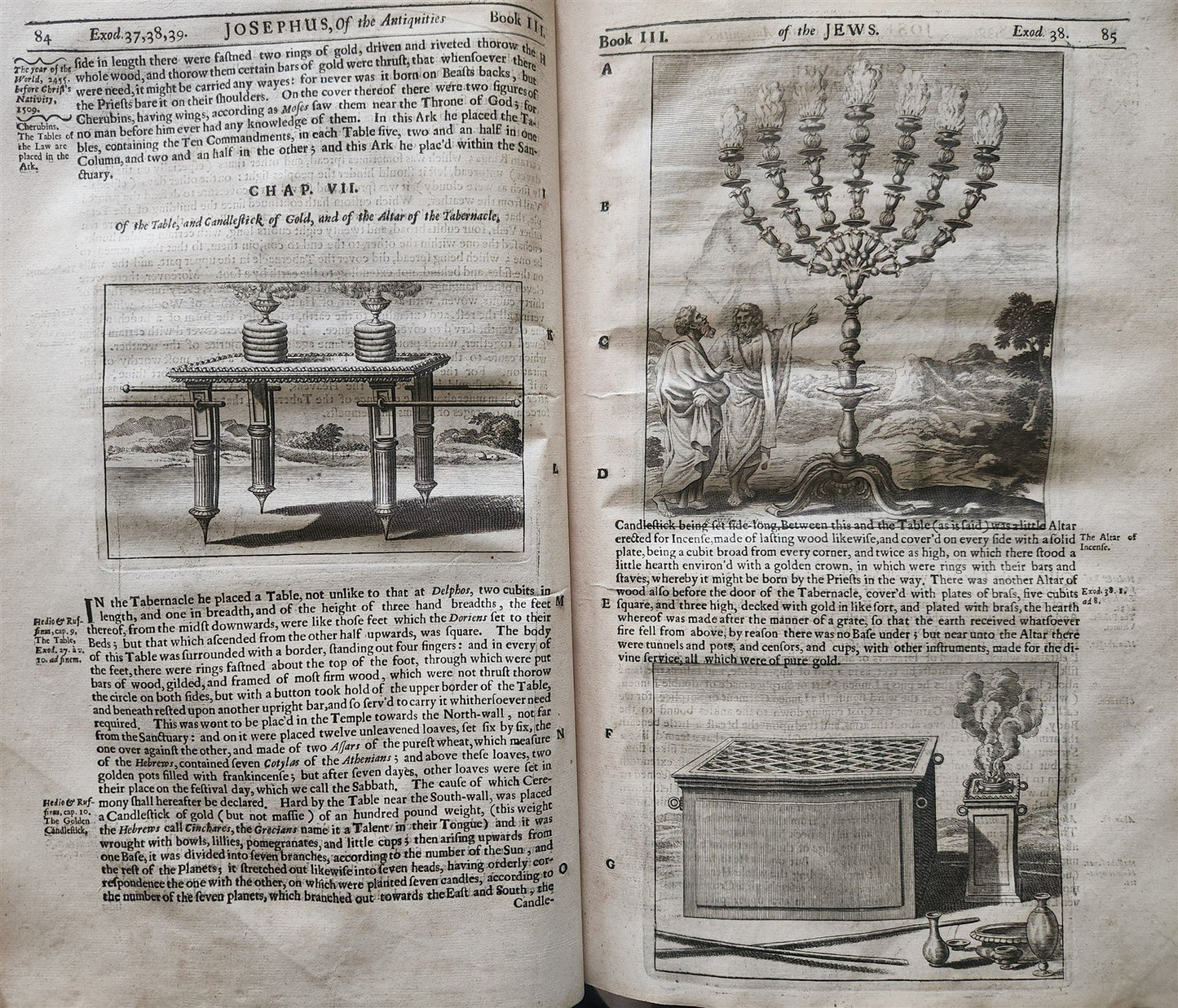 1676 WORKS of JOSEPHUS embassy of PHILO JUDAEUS to CALIGULA antique ILLUSTRATED