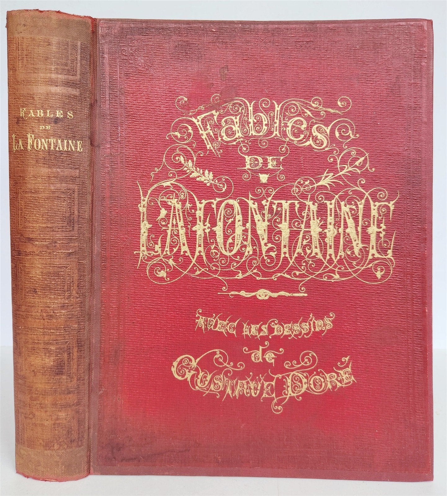 1868 FABLES by JEAN de LA FONTAINE illustrated by GUSTAVE DORE antique FOLIO