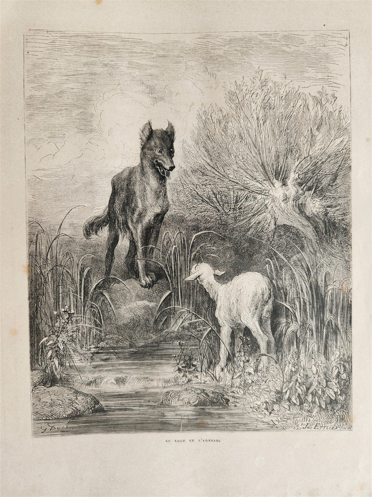 1868 FABLES by JEAN de LA FONTAINE illustrated by GUSTAVE DORE antique FOLIO