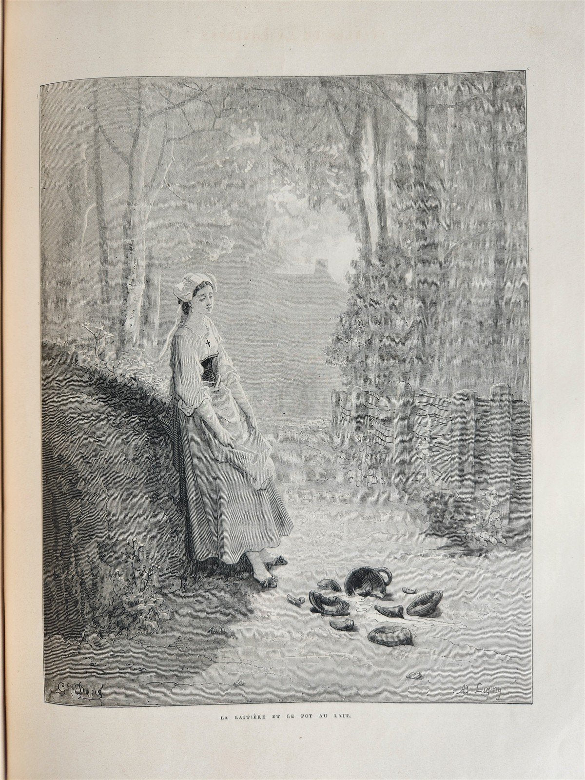1868 FABLES by JEAN de LA FONTAINE illustrated by GUSTAVE DORE antique FOLIO