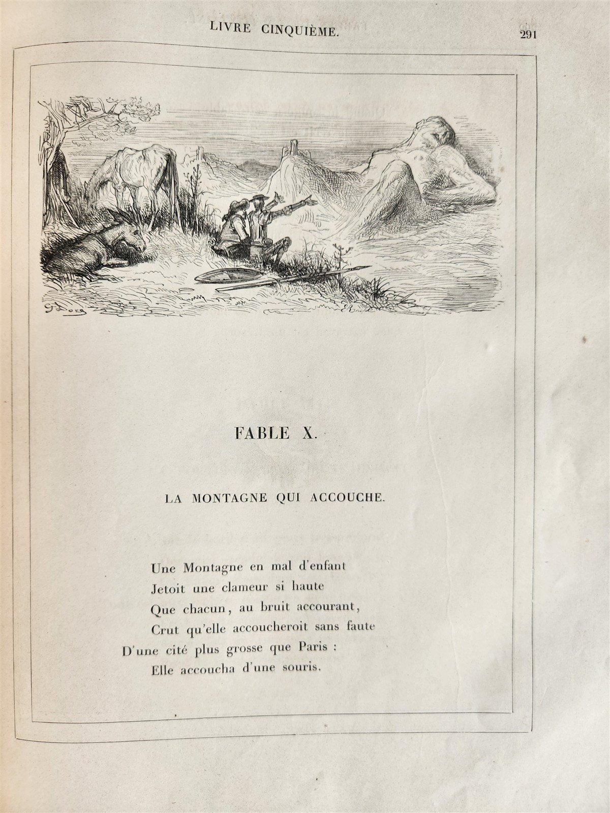 1868 FABLES by JEAN de LA FONTAINE illustrated by GUSTAVE DORE antique FOLIO