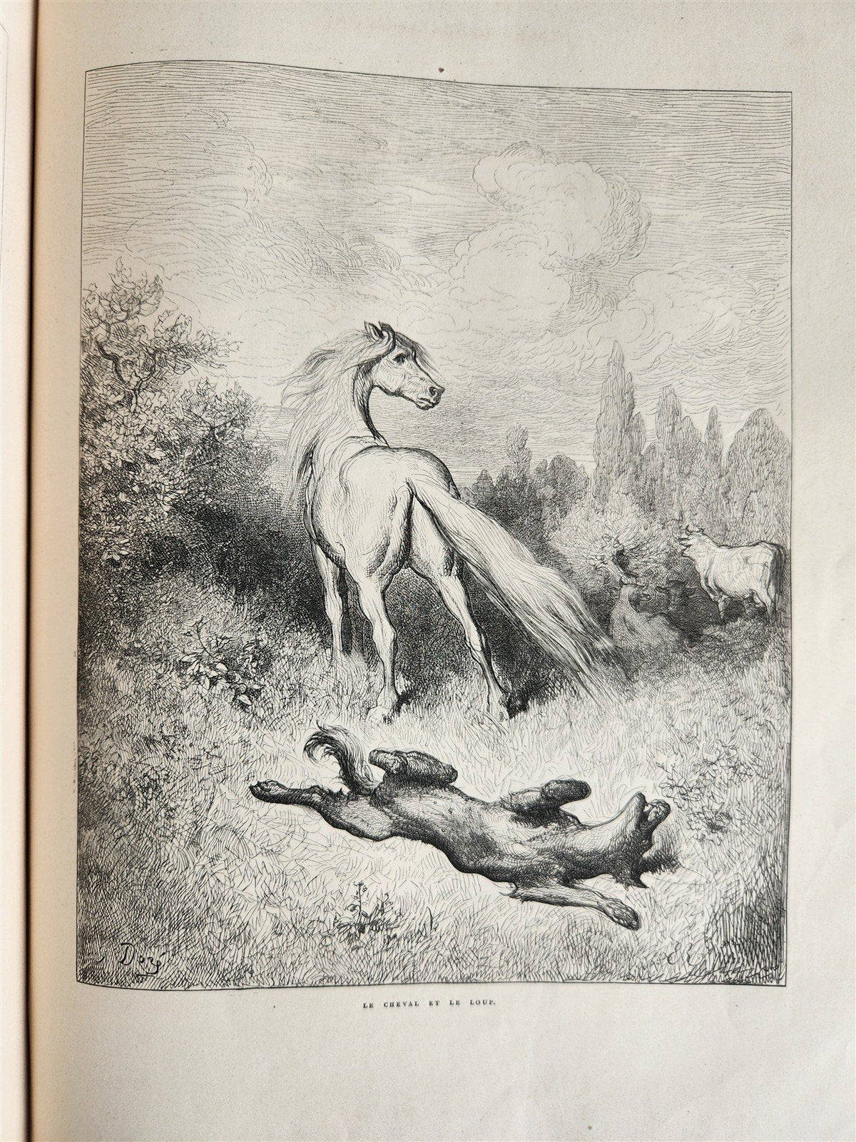 1868 FABLES by JEAN de LA FONTAINE illustrated by GUSTAVE DORE antique FOLIO