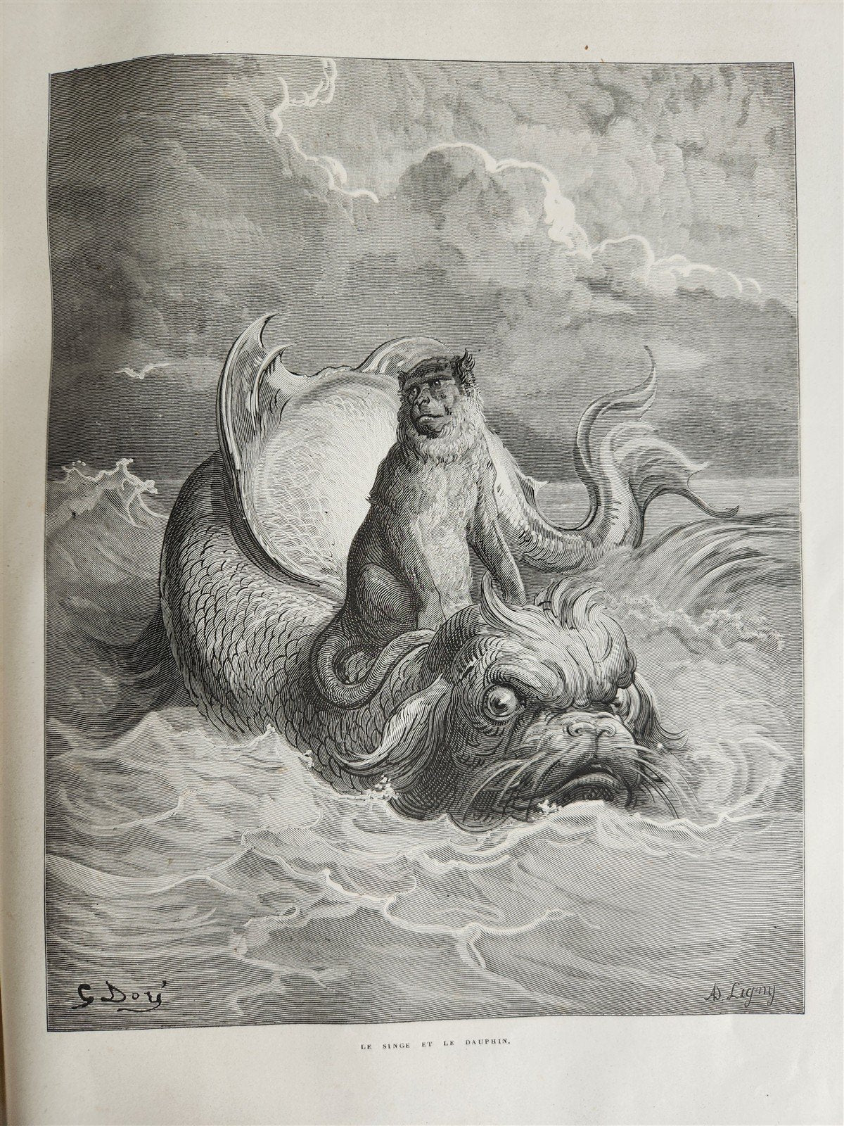 1868 FABLES by JEAN de LA FONTAINE illustrated by GUSTAVE DORE antique FOLIO