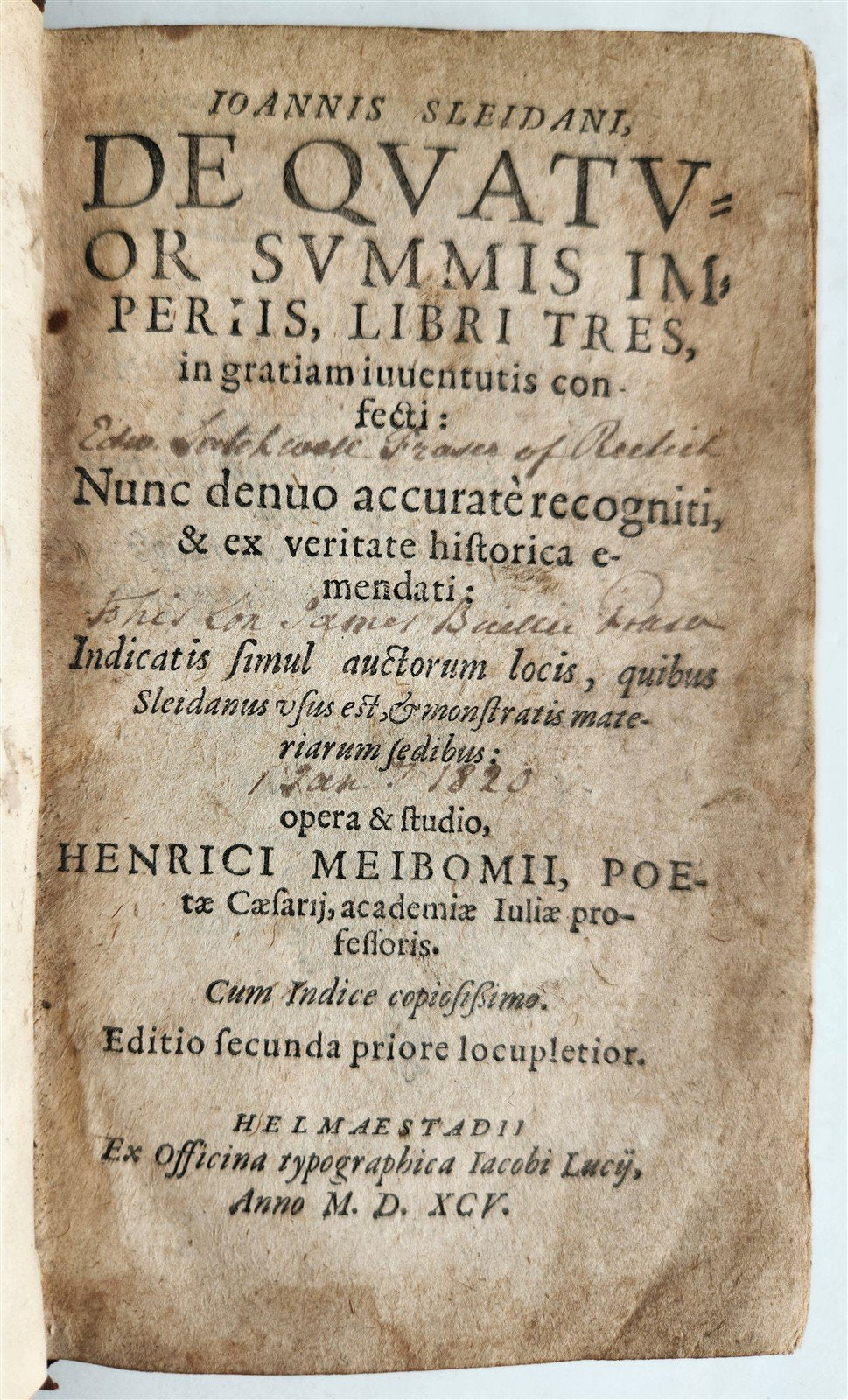 1595 HISTORY of GREAT EMPIRES Babylonian Persian Greek Roman by SLEIDAN antique