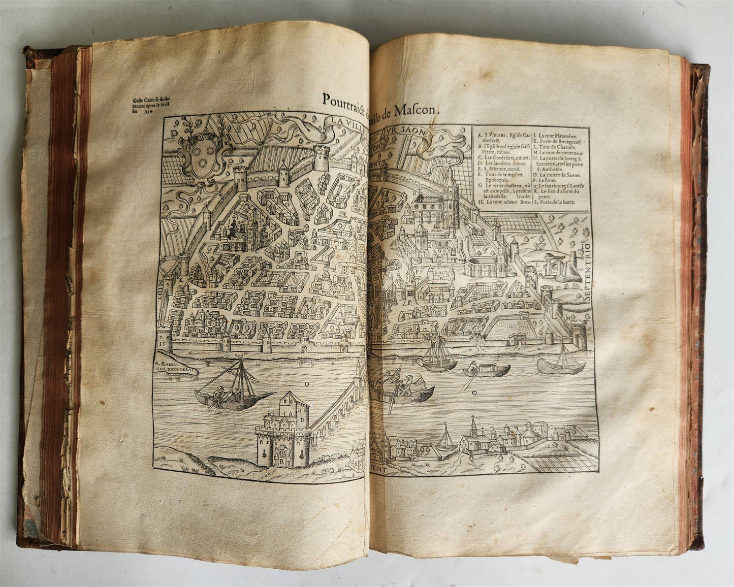 1581 HISTORY of FRANCE ILLUSTRATED w/ 6 FOLDING MAPS antique FOLIO rare FRENCH