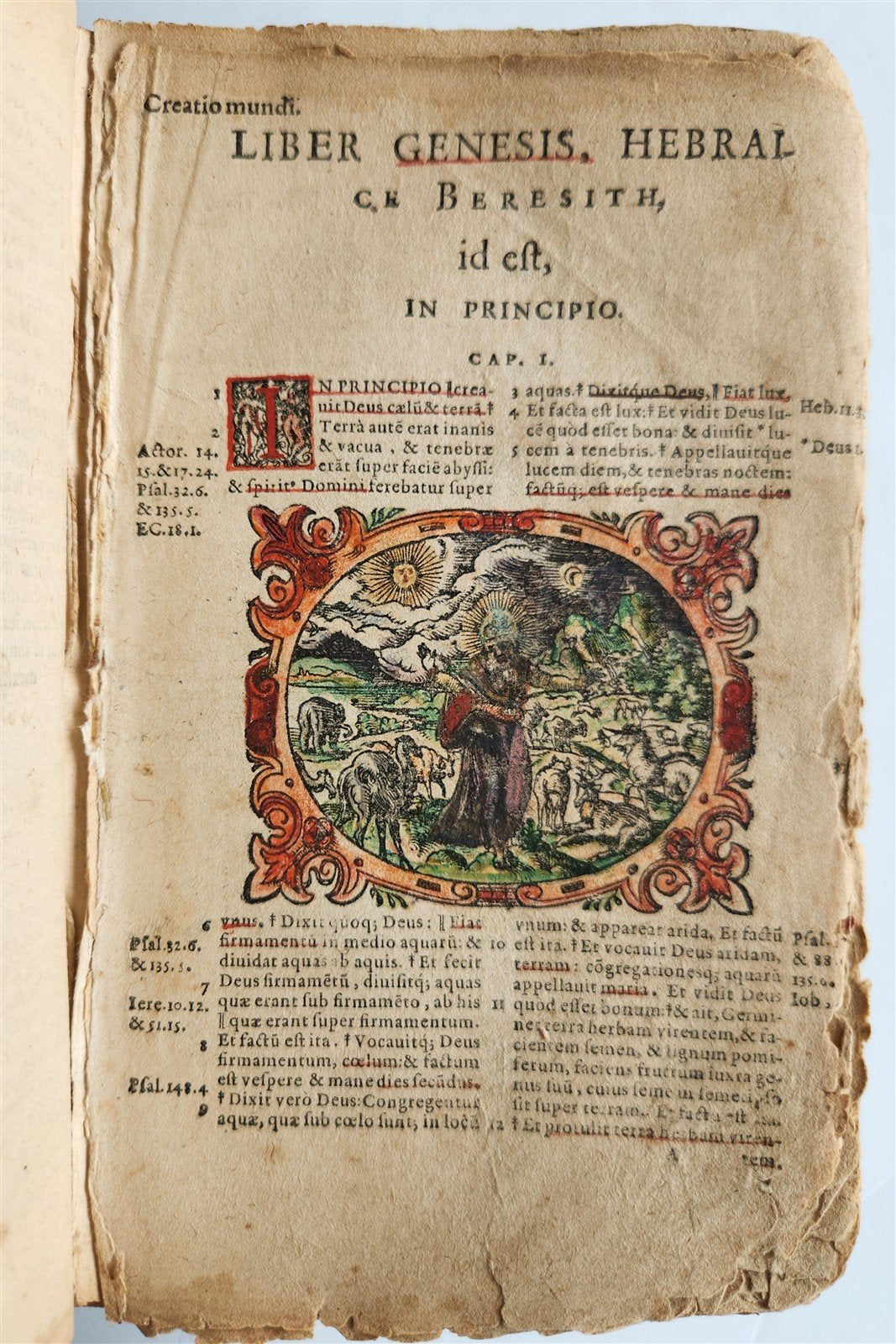 1585 BIBLE ILLUSTRATED antique ORIGINAL PIGSKIN BINDING LATIN BIBLIA SACRA 16 c.