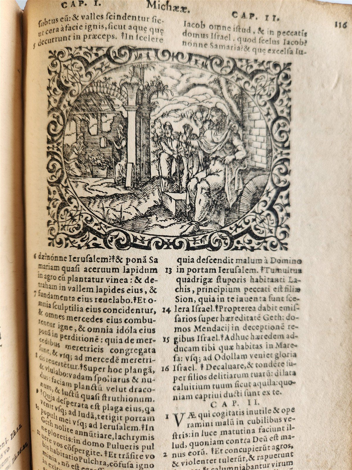 1585 BIBLE ILLUSTRATED antique ORIGINAL PIGSKIN BINDING LATIN BIBLIA SACRA 16 c.