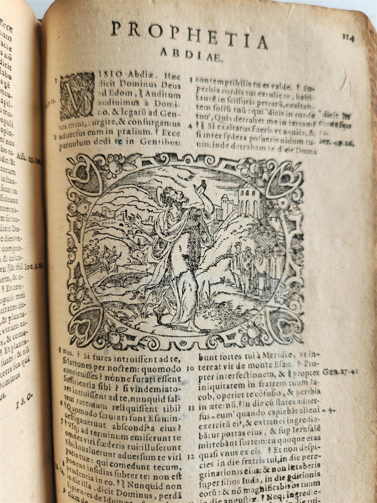 1585 BIBLE ILLUSTRATED antique ORIGINAL PIGSKIN BINDING LATIN BIBLIA SACRA 16 c.
