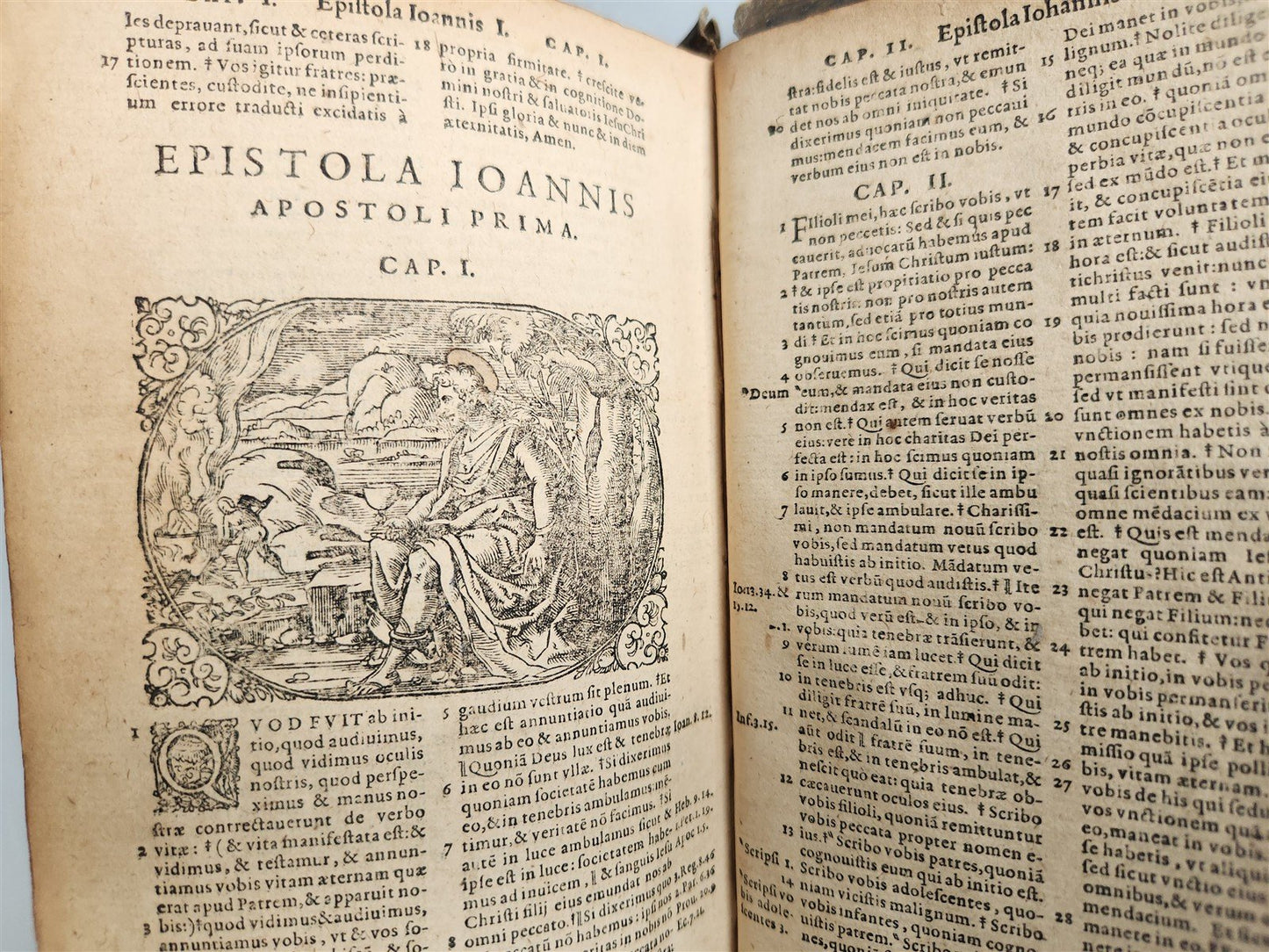 1585 BIBLE ILLUSTRATED antique ORIGINAL PIGSKIN BINDING LATIN BIBLIA SACRA 16 c.