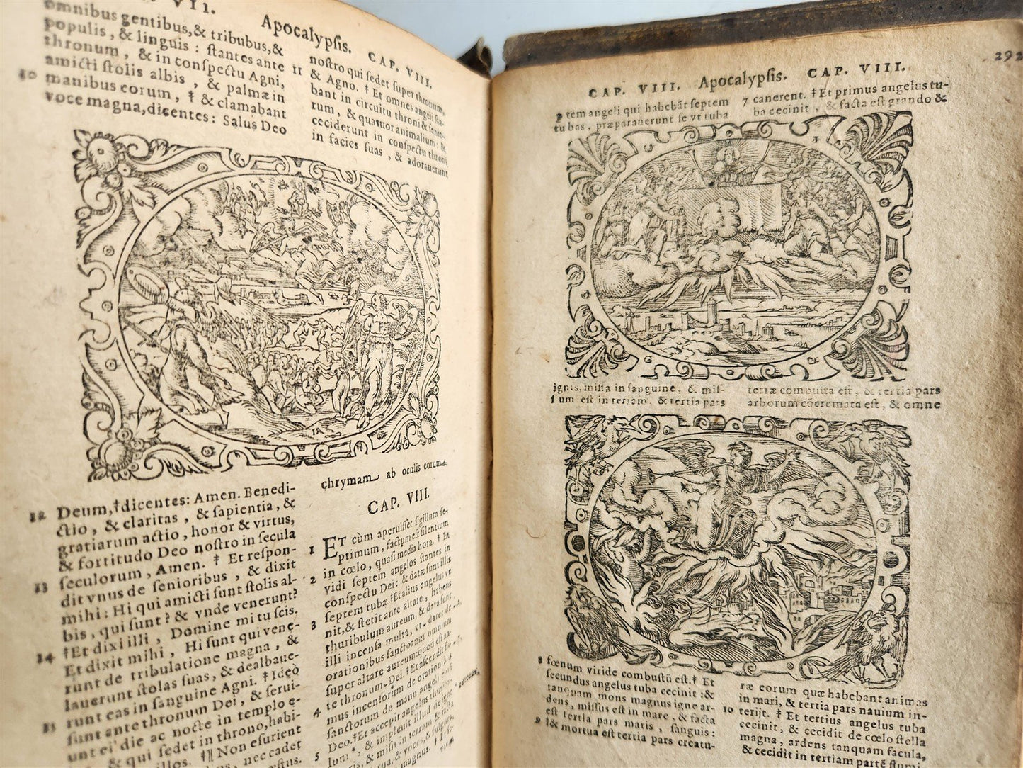 1585 BIBLE ILLUSTRATED antique ORIGINAL PIGSKIN BINDING LATIN BIBLIA SACRA 16 c.
