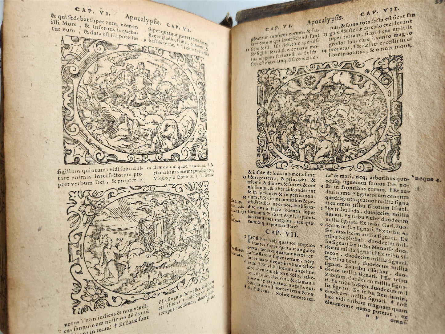1585 BIBLE ILLUSTRATED antique ORIGINAL PIGSKIN BINDING LATIN BIBLIA SACRA 16 c.