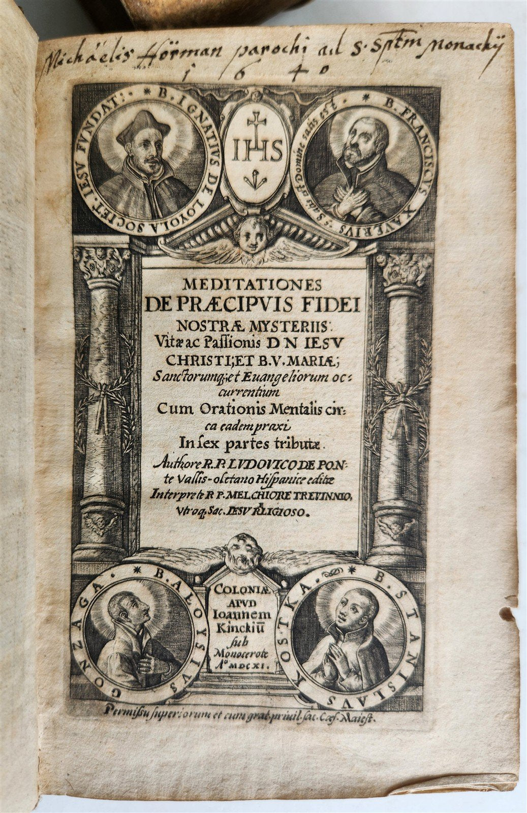 1611 MEDITATIONS by LUDOVICO DE PONTE antique 4 PIGSKIN BOUND VOLUMES SET