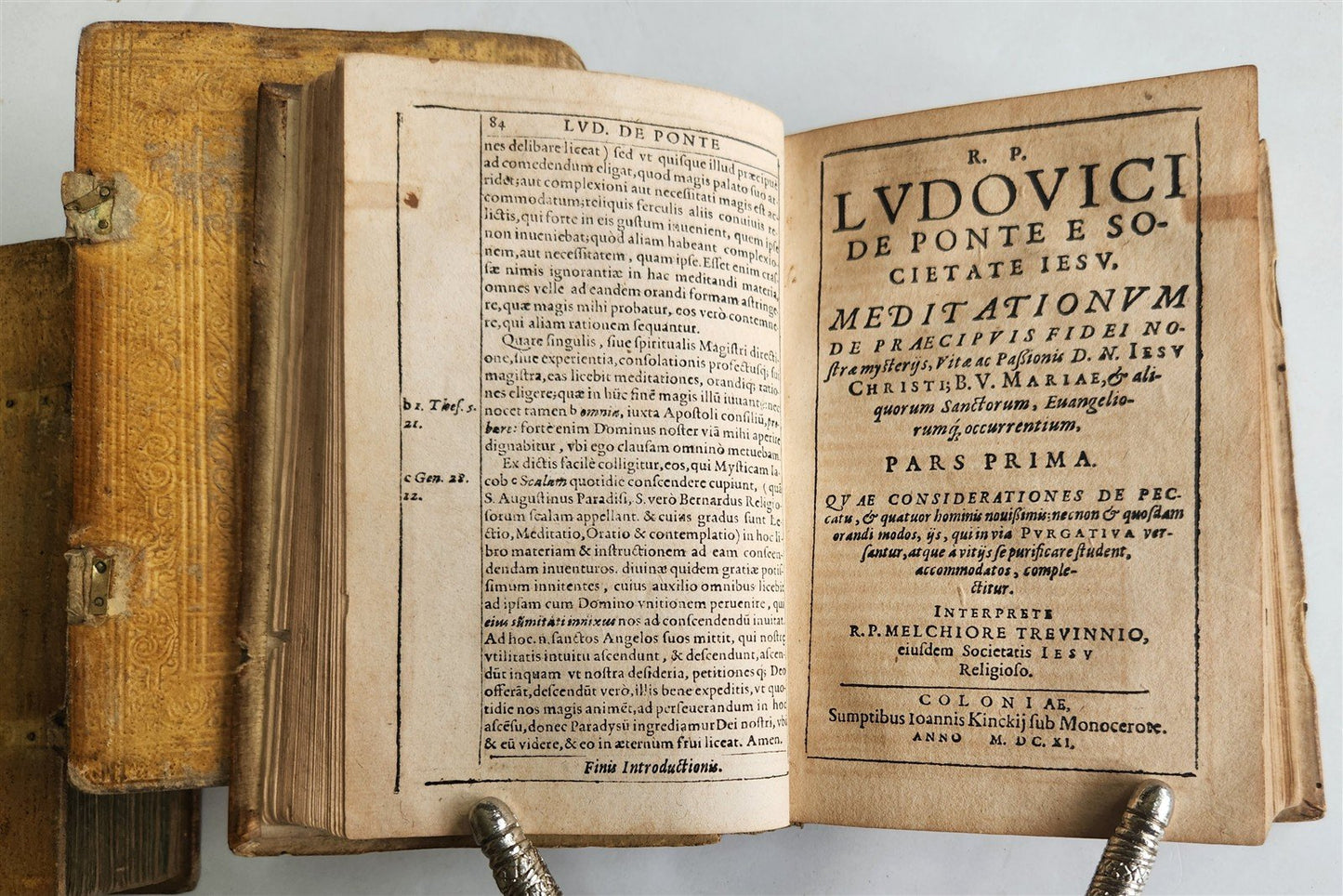 1611 MEDITATIONS by LUDOVICO DE PONTE antique 4 PIGSKIN BOUND VOLUMES SET