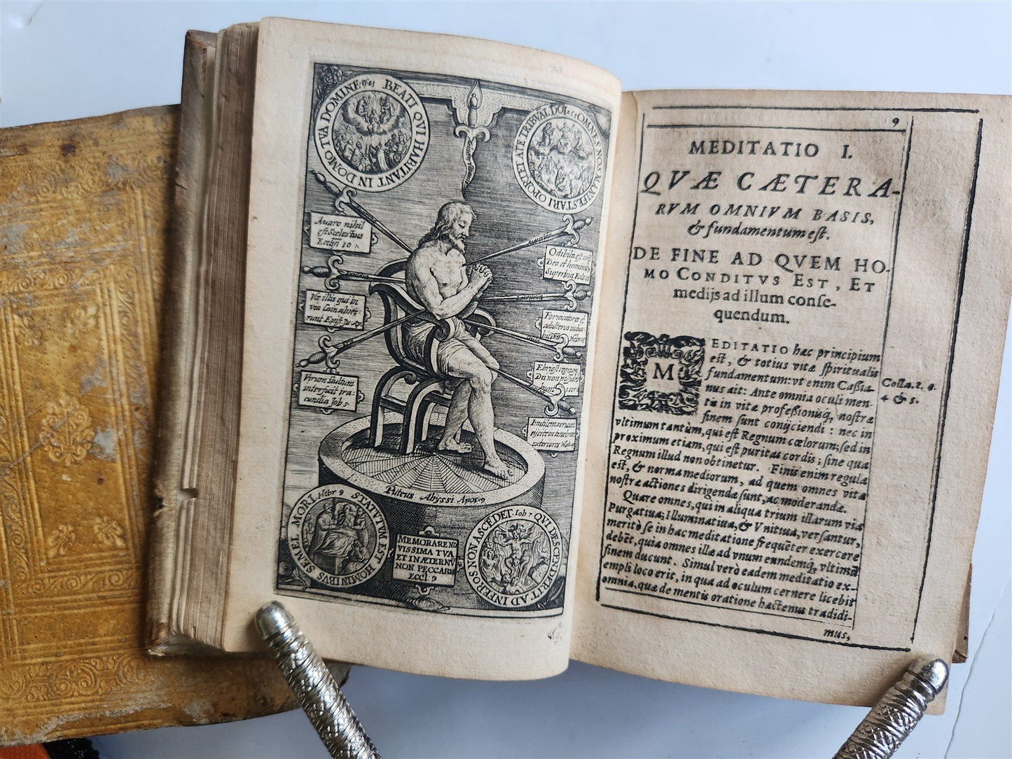 1611 MEDITATIONS by LUDOVICO DE PONTE antique 4 PIGSKIN BOUND VOLUMES SET