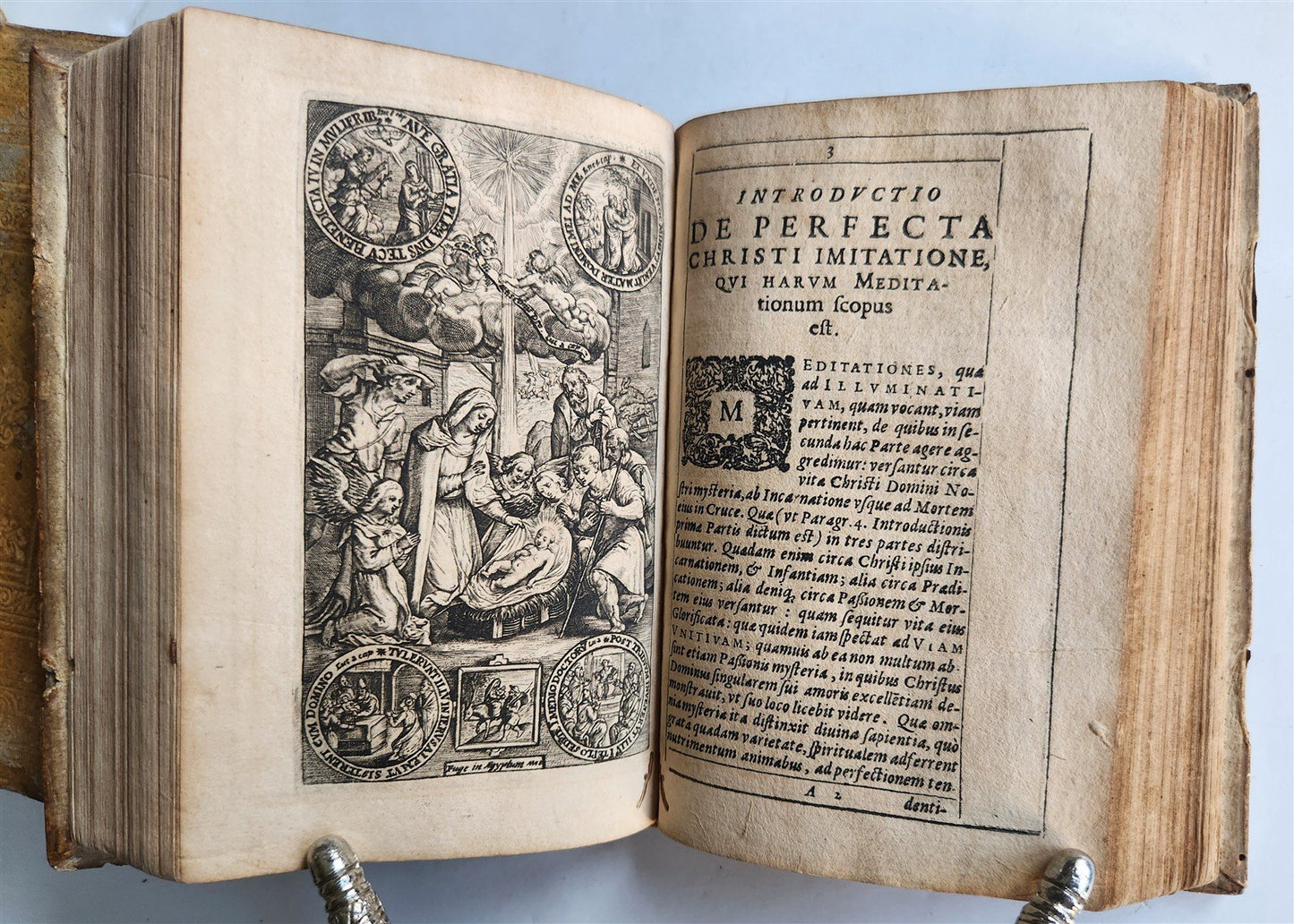 1611 MEDITATIONS by LUDOVICO DE PONTE antique 4 PIGSKIN BOUND VOLUMES SET