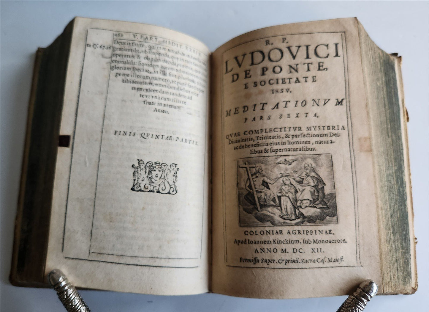 1611 MEDITATIONS by LUDOVICO DE PONTE antique 4 PIGSKIN BOUND VOLUMES SET