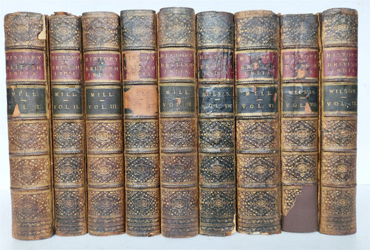 1848 HISTORY of BRITISH INDIA by JAMES MILL 9 VOLUMES ILLUSTRATED w/ MAP antique