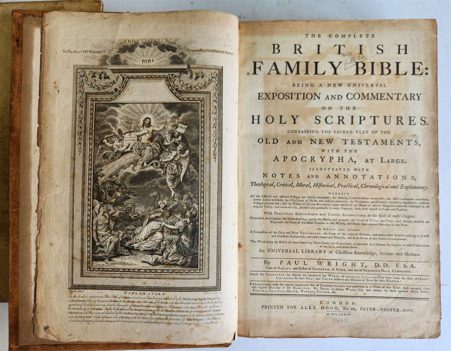 1781 BIBLE in ENGLISH ILLUSTRATED w/ MAPS & 96 PLATES antique FOLIO
