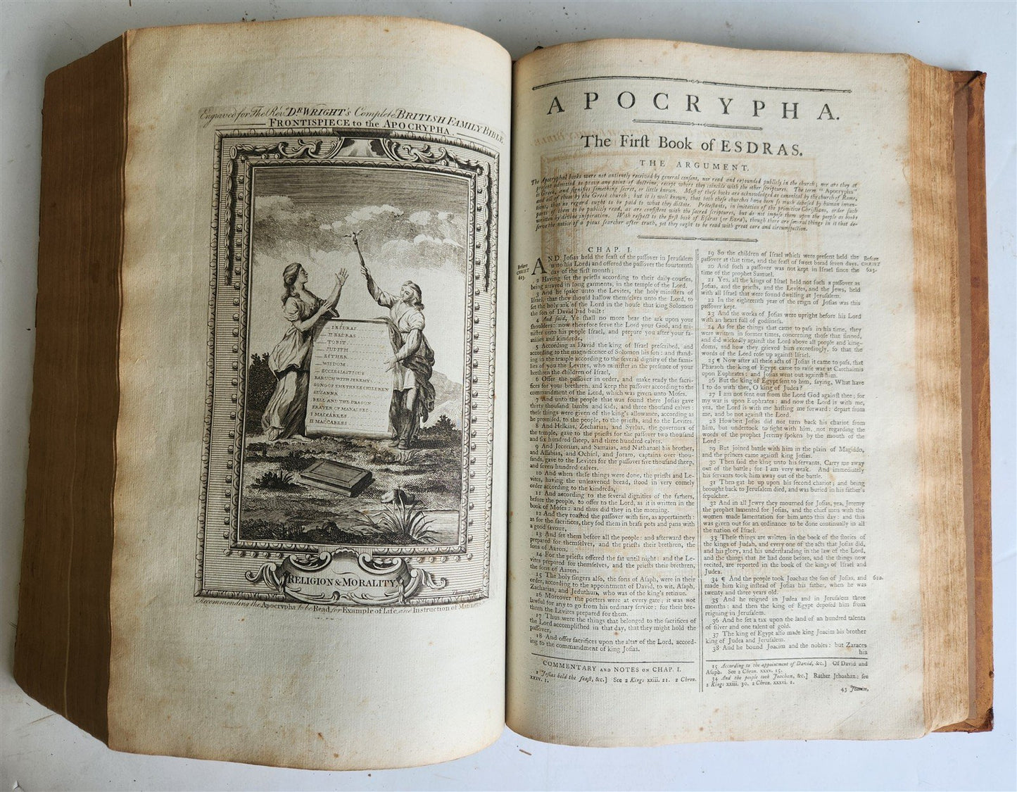 1781 BIBLE in ENGLISH ILLUSTRATED w/ MAPS & 96 PLATES antique FOLIO