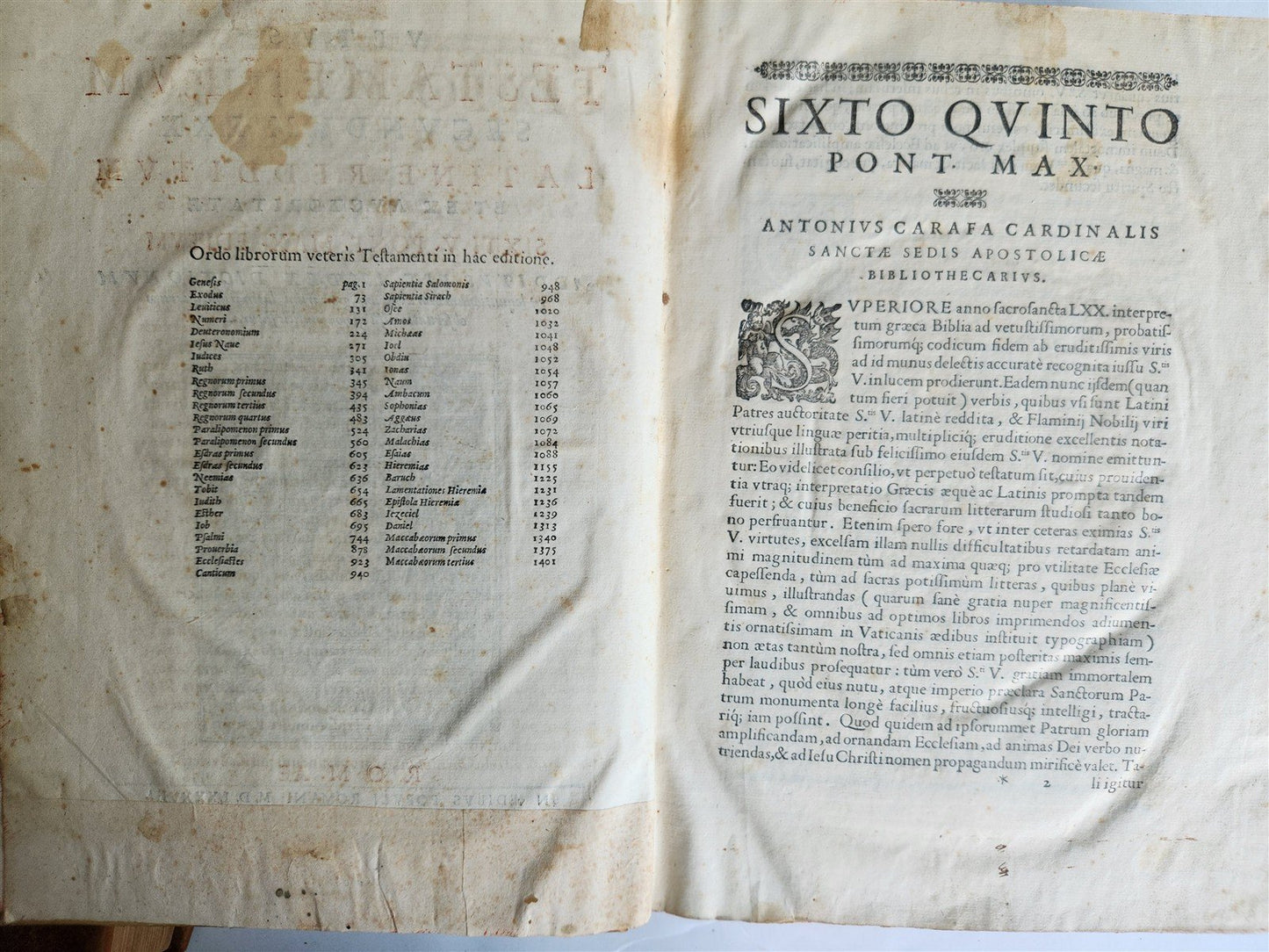 1588 BIBLE in LATIN antique OLD TESTAMENT VELLUM BOUND FOLIO