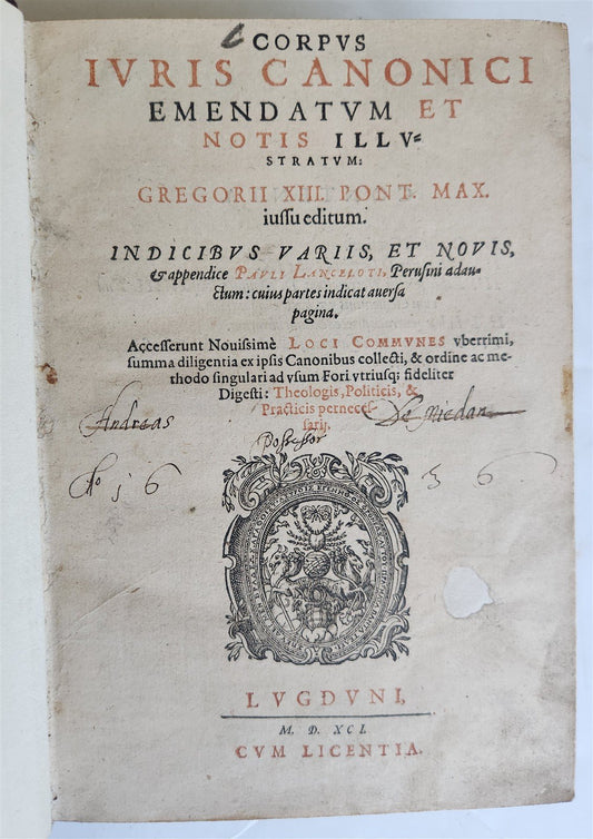 1591 CANON LAW antique Corpus iuris canonici 16th CENTURY