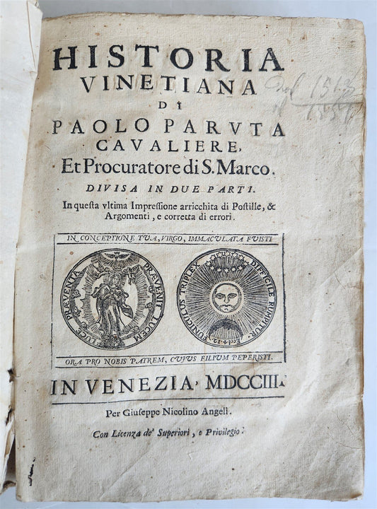1703 HISTORY of VENICE by PAOLO PARUTA antique HISTORIA VINETIANA OTTOMAN WAR