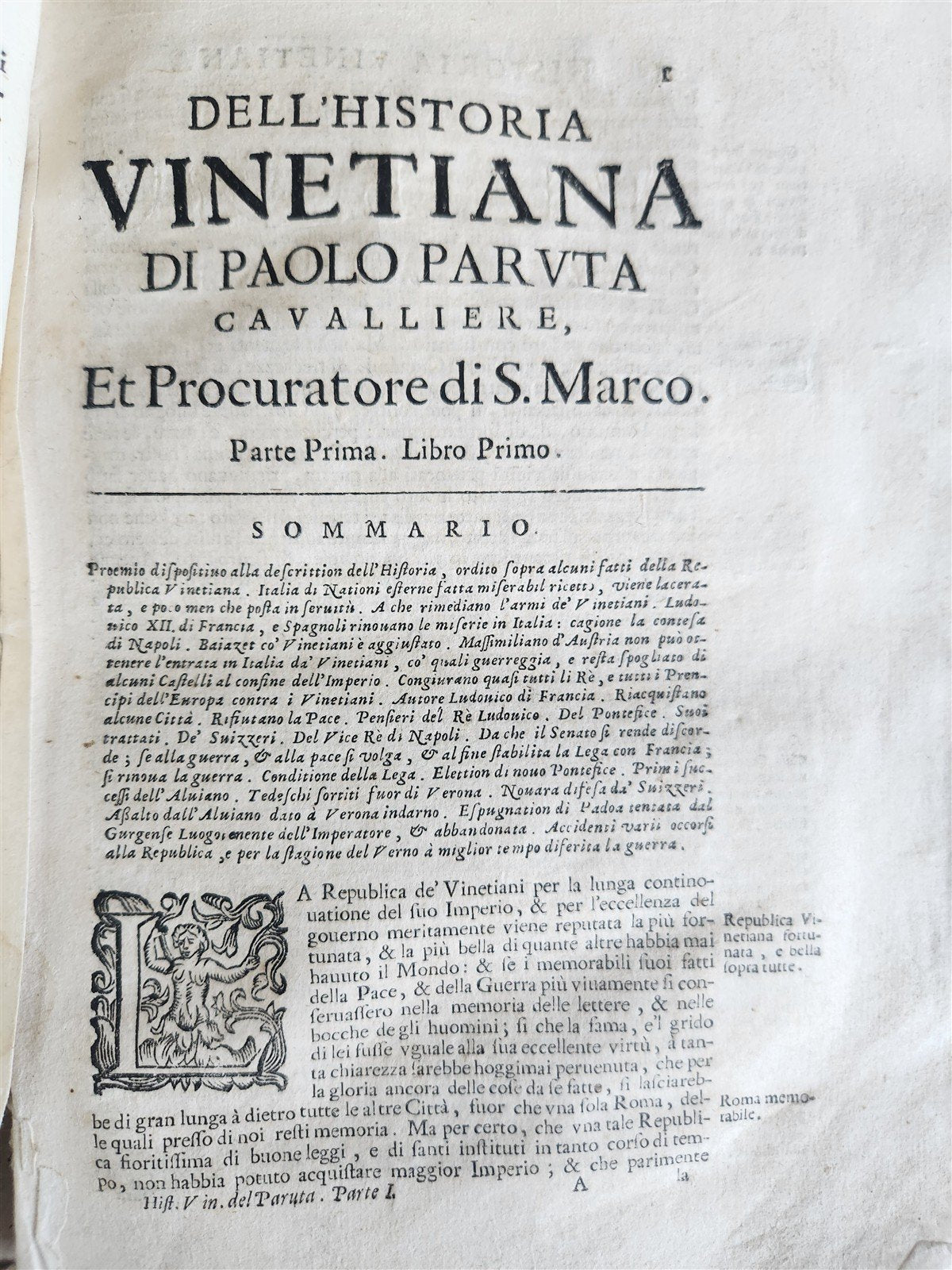 1703 HISTORY of VENICE by PAOLO PARUTA antique HISTORIA VINETIANA OTTOMAN WAR