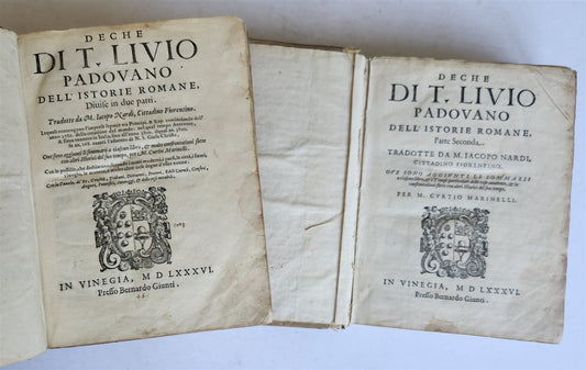 1586 ROMAN HISTORY by TITUS LIVIUS 2 VOLUMES in ITALIAN antique 16th CENTURY