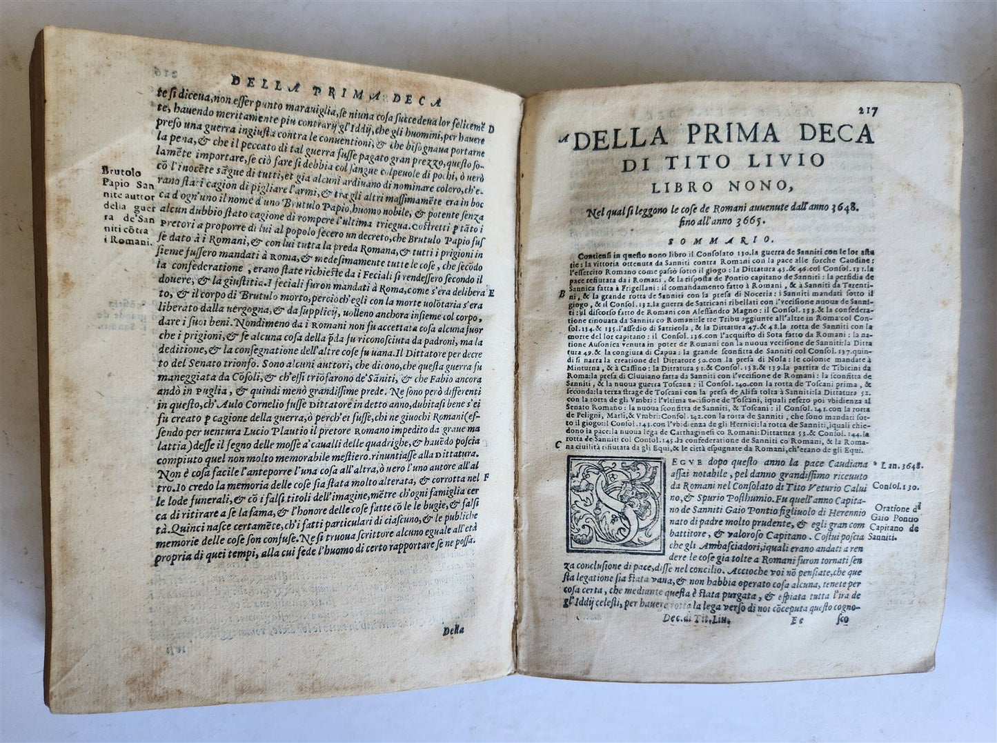 1586 ROMAN HISTORY by TITUS LIVIUS 2 VOLUMES in ITALIAN antique 16th CENTURY