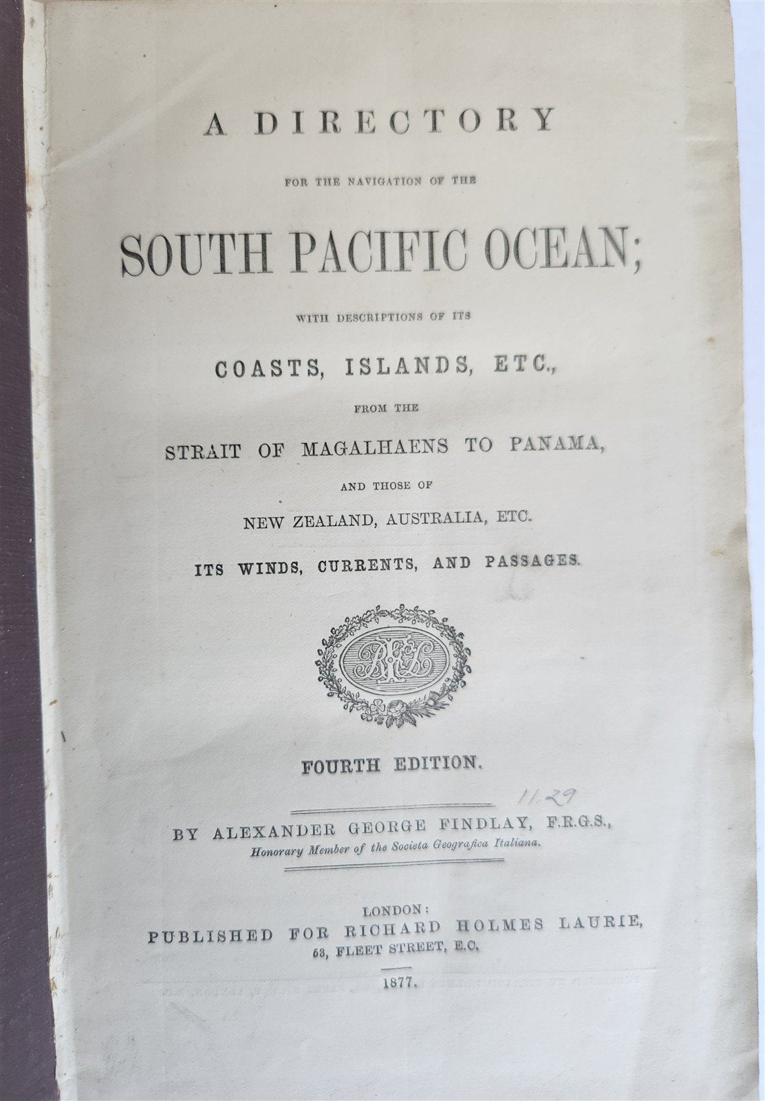 1877 DIRECTORY for NAVIGATION of SOUTH PACIFIC OCEAN antique ILLUSTRATED w/ MAPS