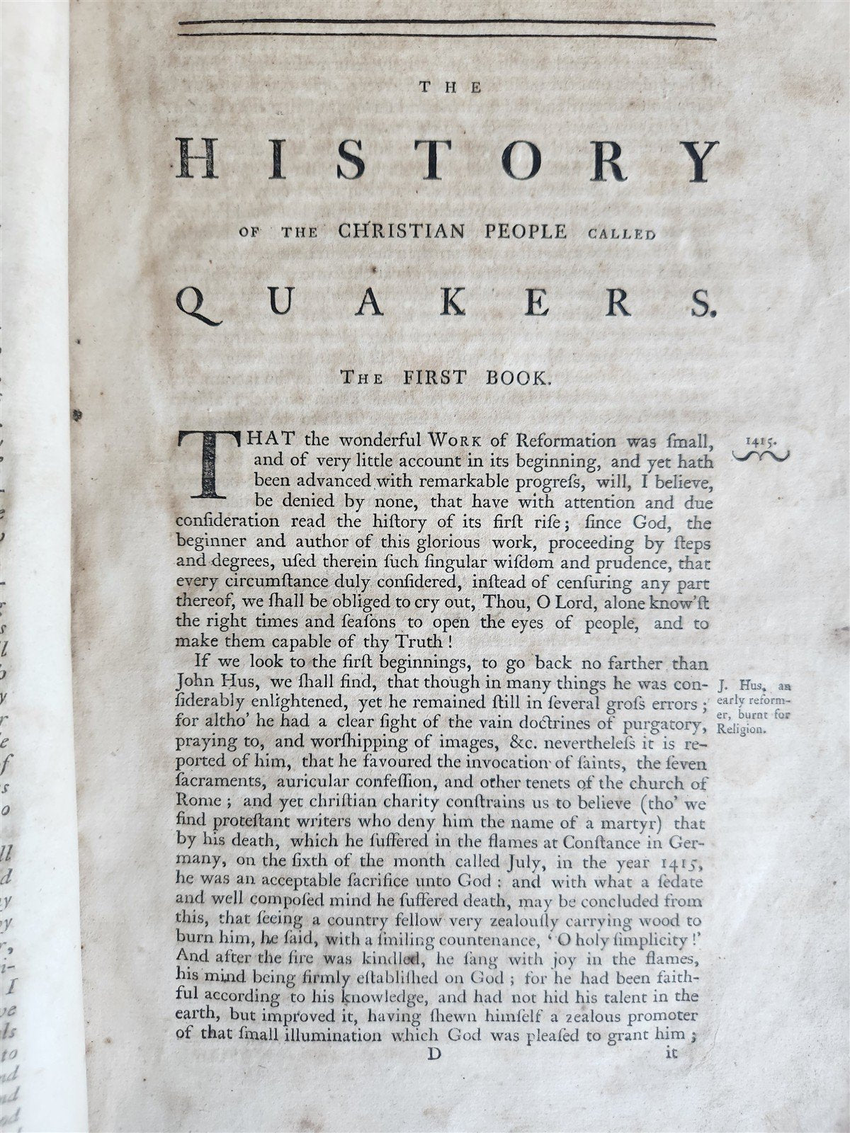 1774 HISTORY of RISE INCREASE & PROGRESS of QUAKERS antique FOLIO Americana