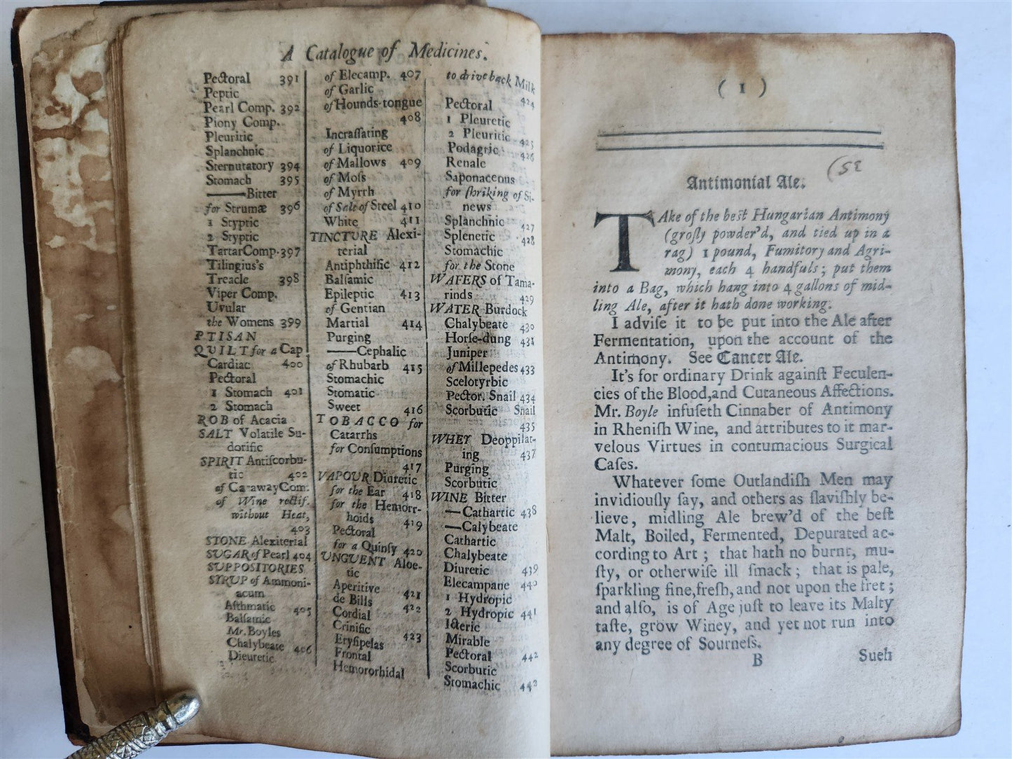 1710 Pharmacopoeia Extemporanea or Body of Prescripts antique in ENGLISH