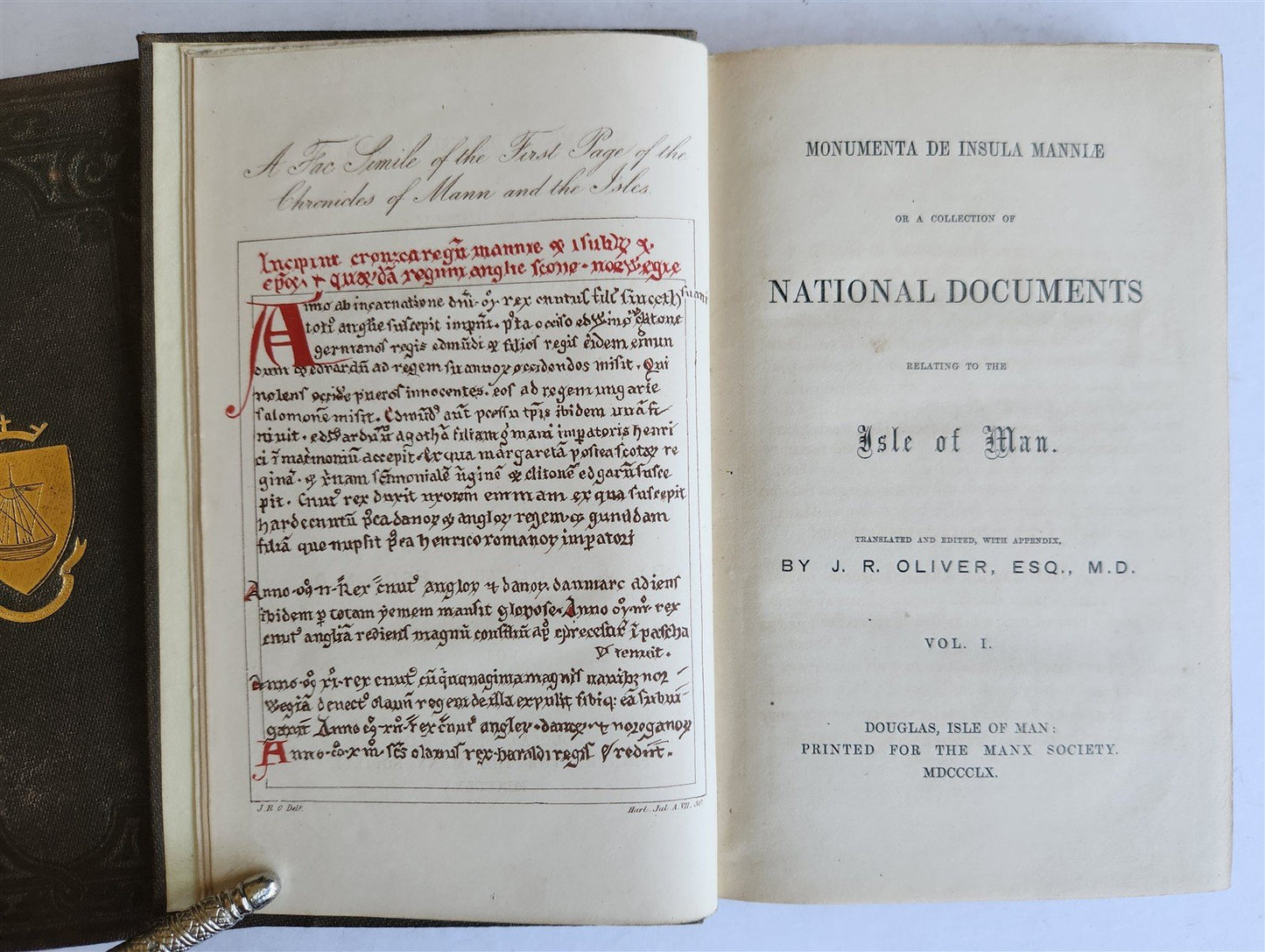 1860 Collection of National Documents relating to the ISLE of MAN antique 3 VOLS