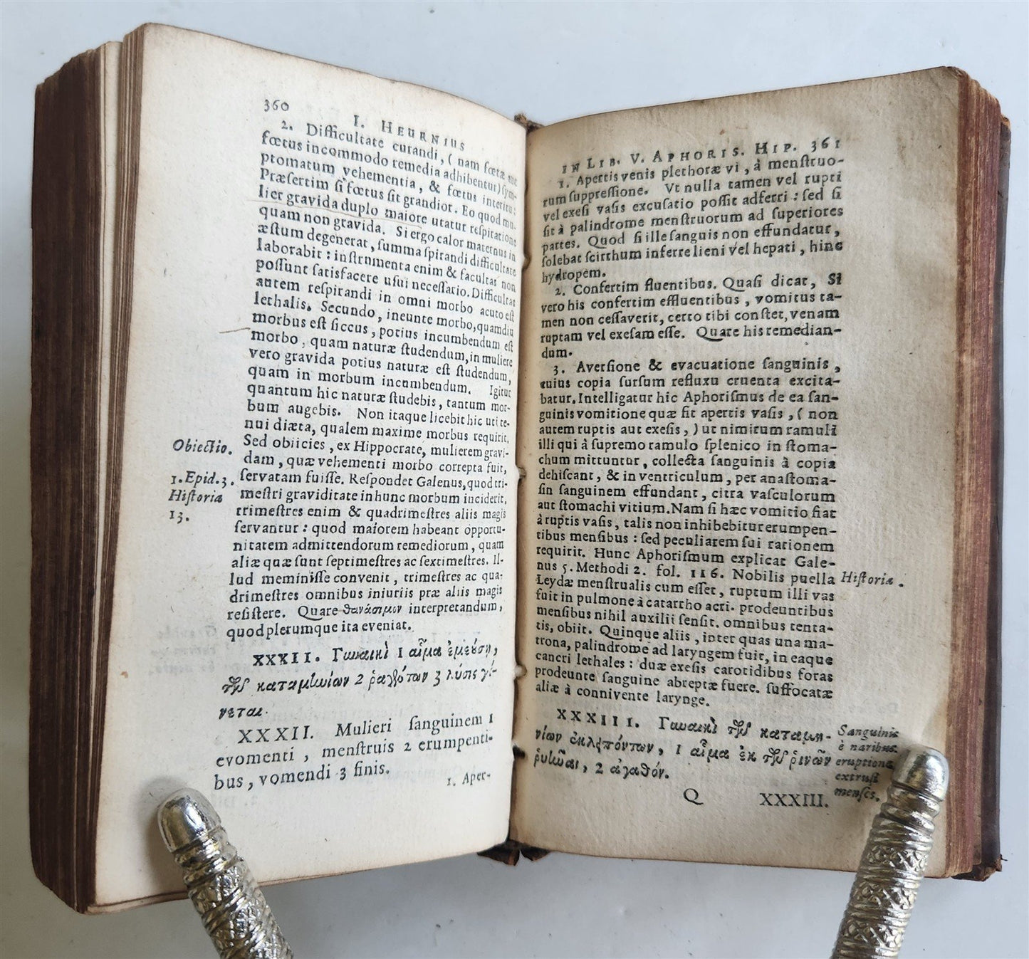 1638 HIPPOCRATES APHORISMS Hippocratis coi Aphorismi Graece & Latine ANTIQUE