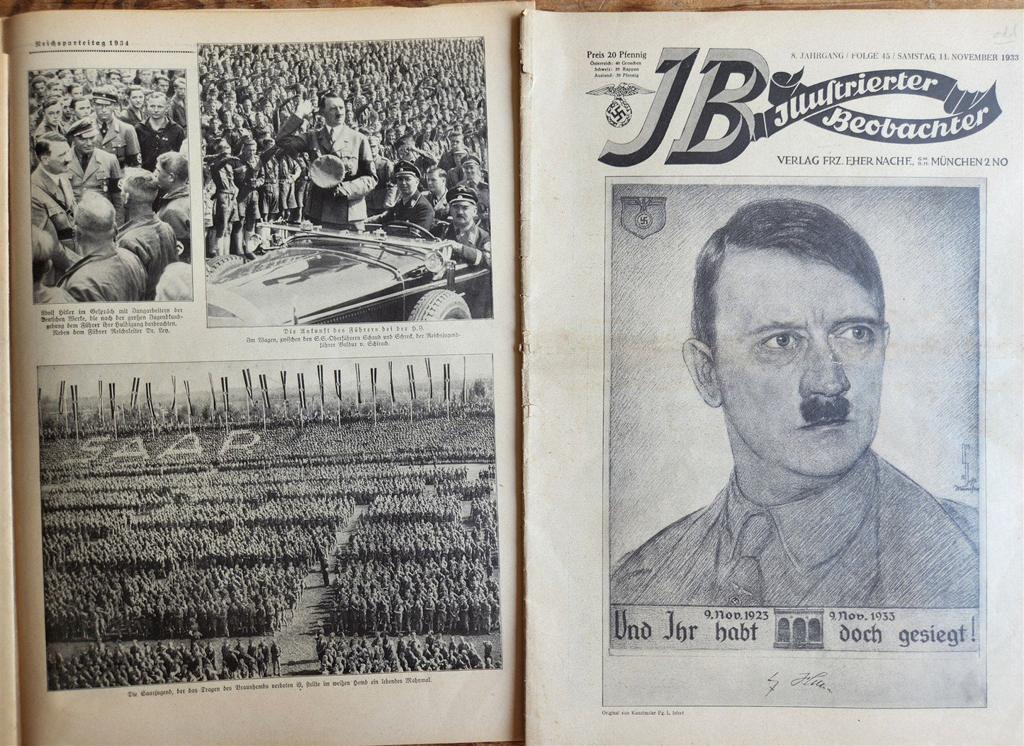 1933 lot of 7 GERMAN NAZI PROPAGANDA MAGAZINES