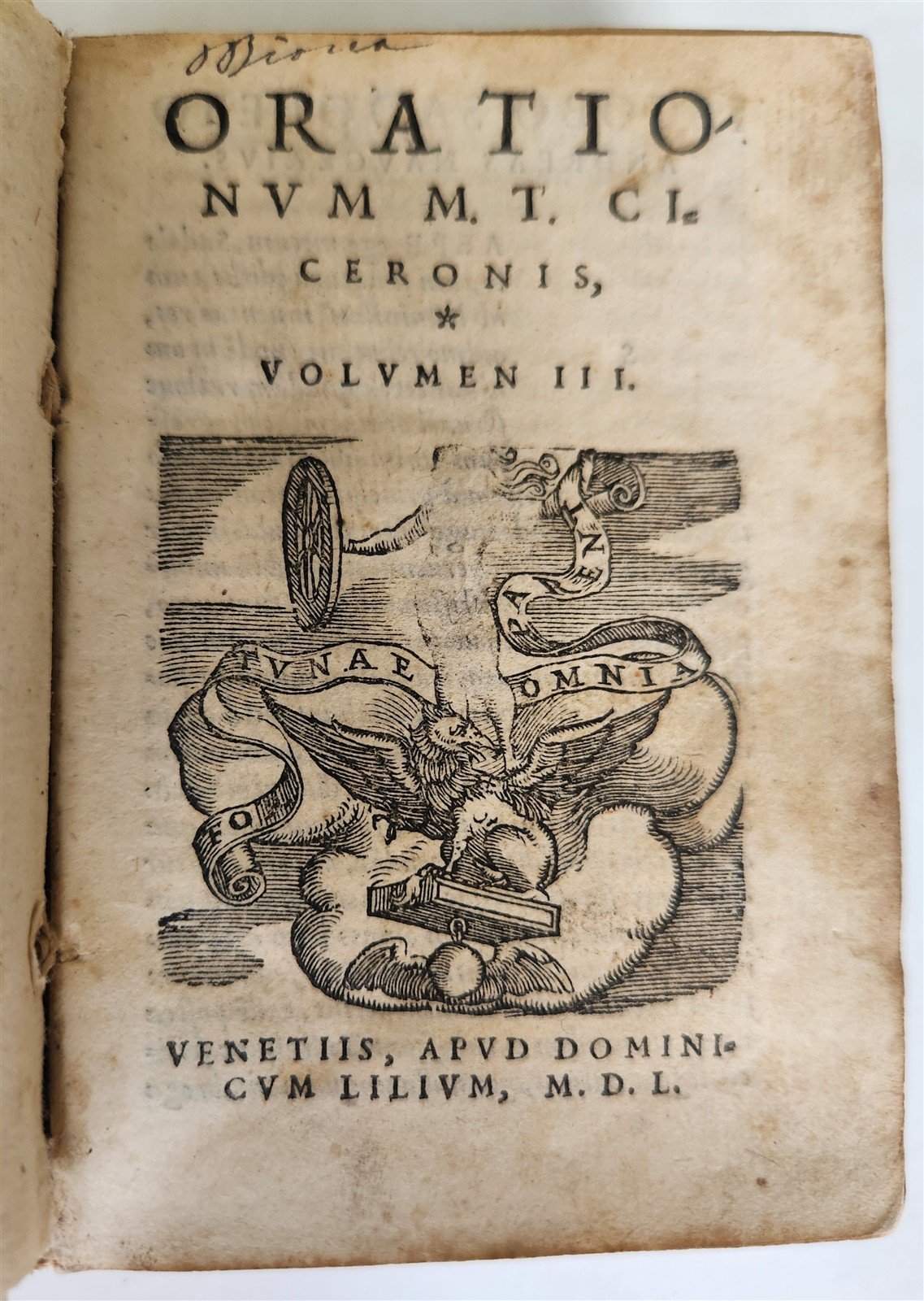 1550 CICERO Orationum ANTIQUE VELLUM BINDING w/ MANUSCRIPT TITLE 16th century