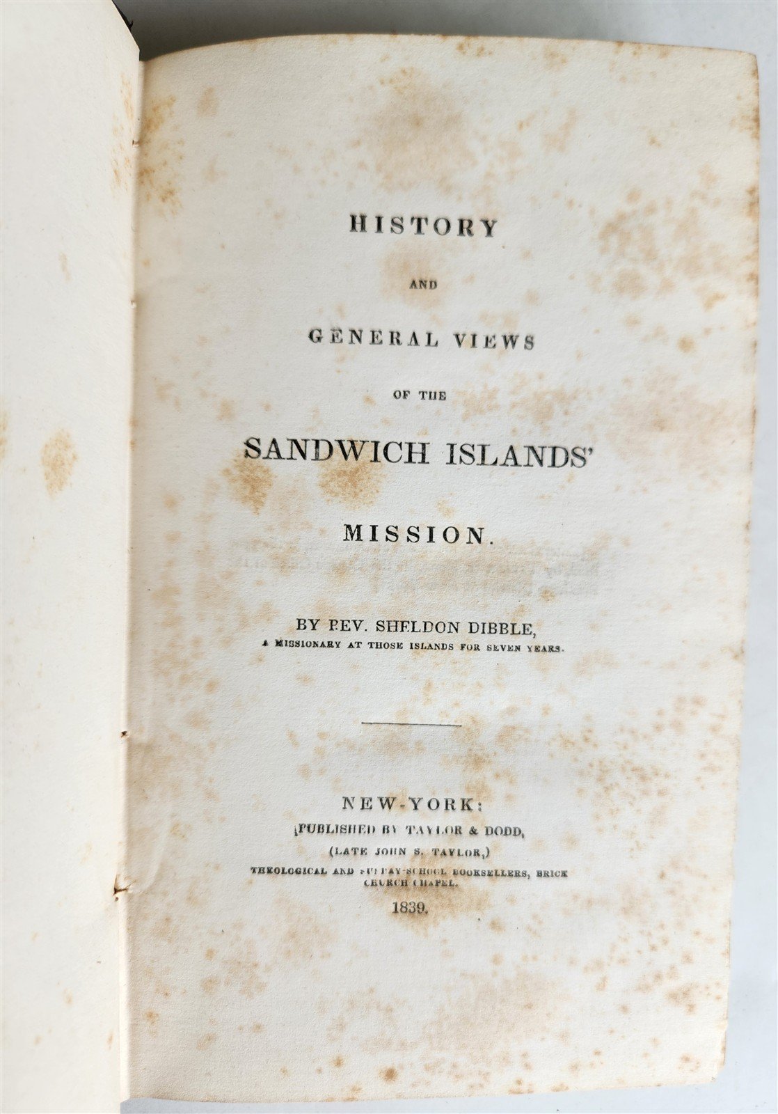 1839 History & Views of Sandwich Islands' Mission ANTIQUE Hawaii interest 1st ED