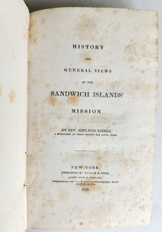 1839 History & Views of Sandwich Islands' Mission ANTIQUE Hawaii interest 1st ED