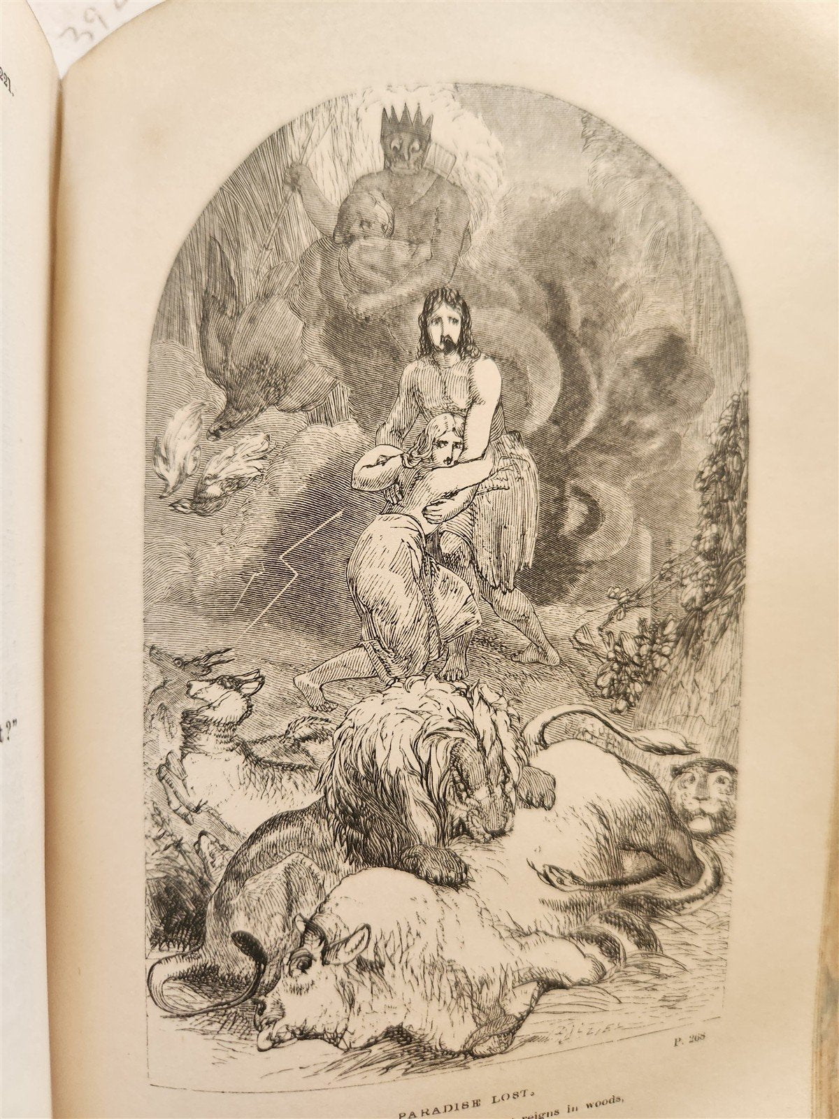 1867 THE POETICAL WORKD of JOHN MILTON ANTIQUE illustrated by WILLIAM HARVEY