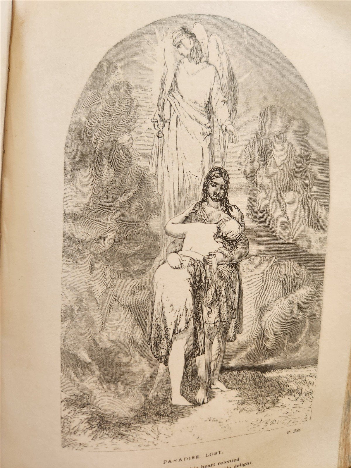 1867 THE POETICAL WORKD of JOHN MILTON ANTIQUE illustrated by WILLIAM HARVEY