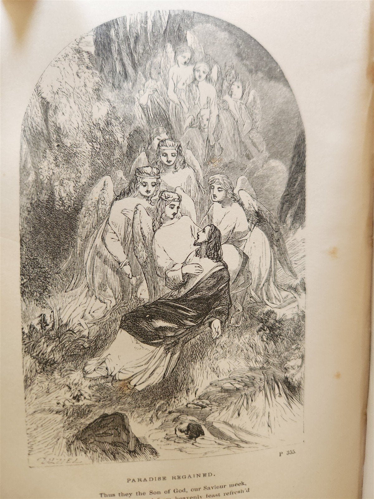 1867 THE POETICAL WORKD of JOHN MILTON ANTIQUE illustrated by WILLIAM HARVEY