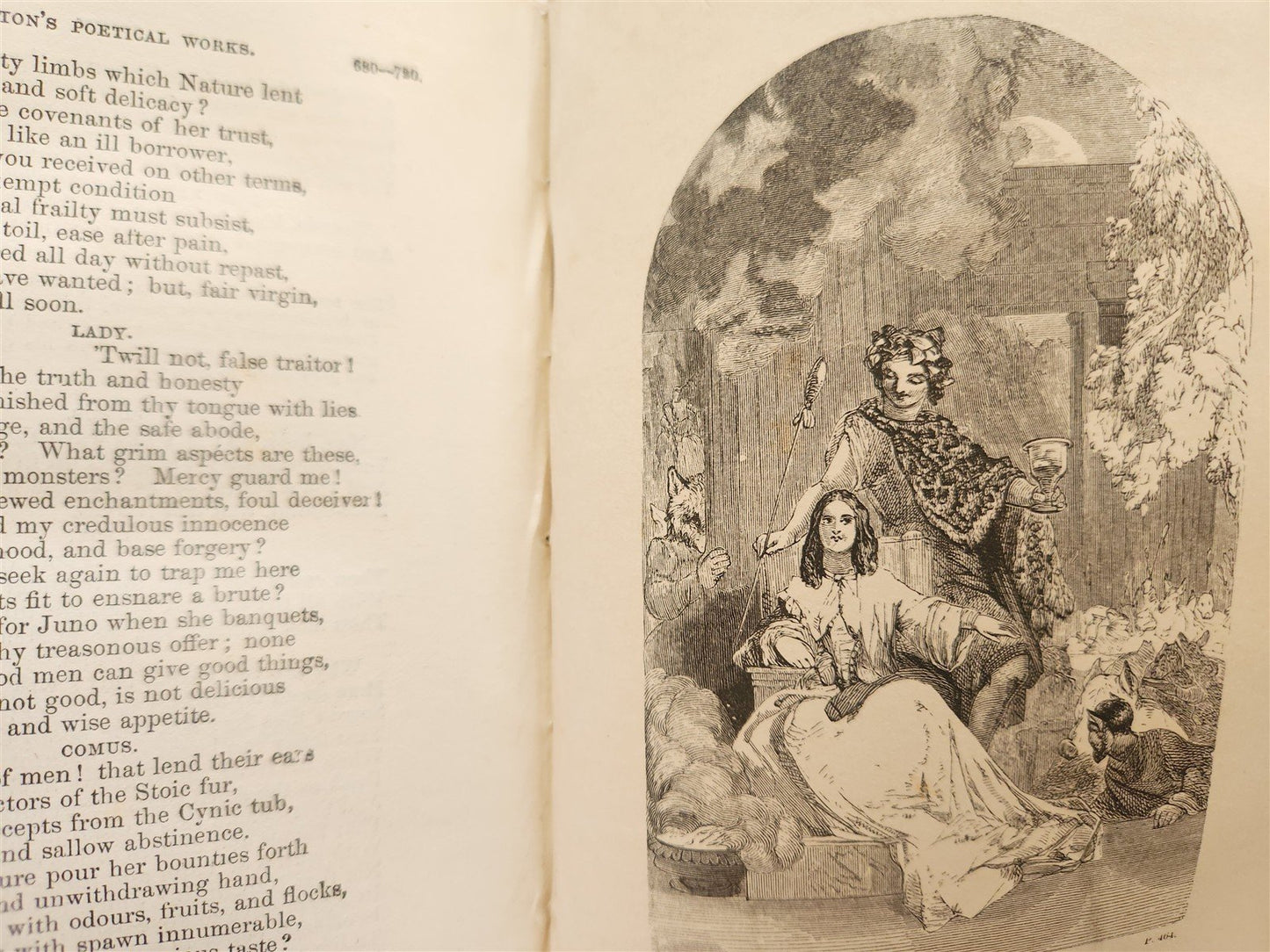 1867 THE POETICAL WORKD of JOHN MILTON ANTIQUE illustrated by WILLIAM HARVEY