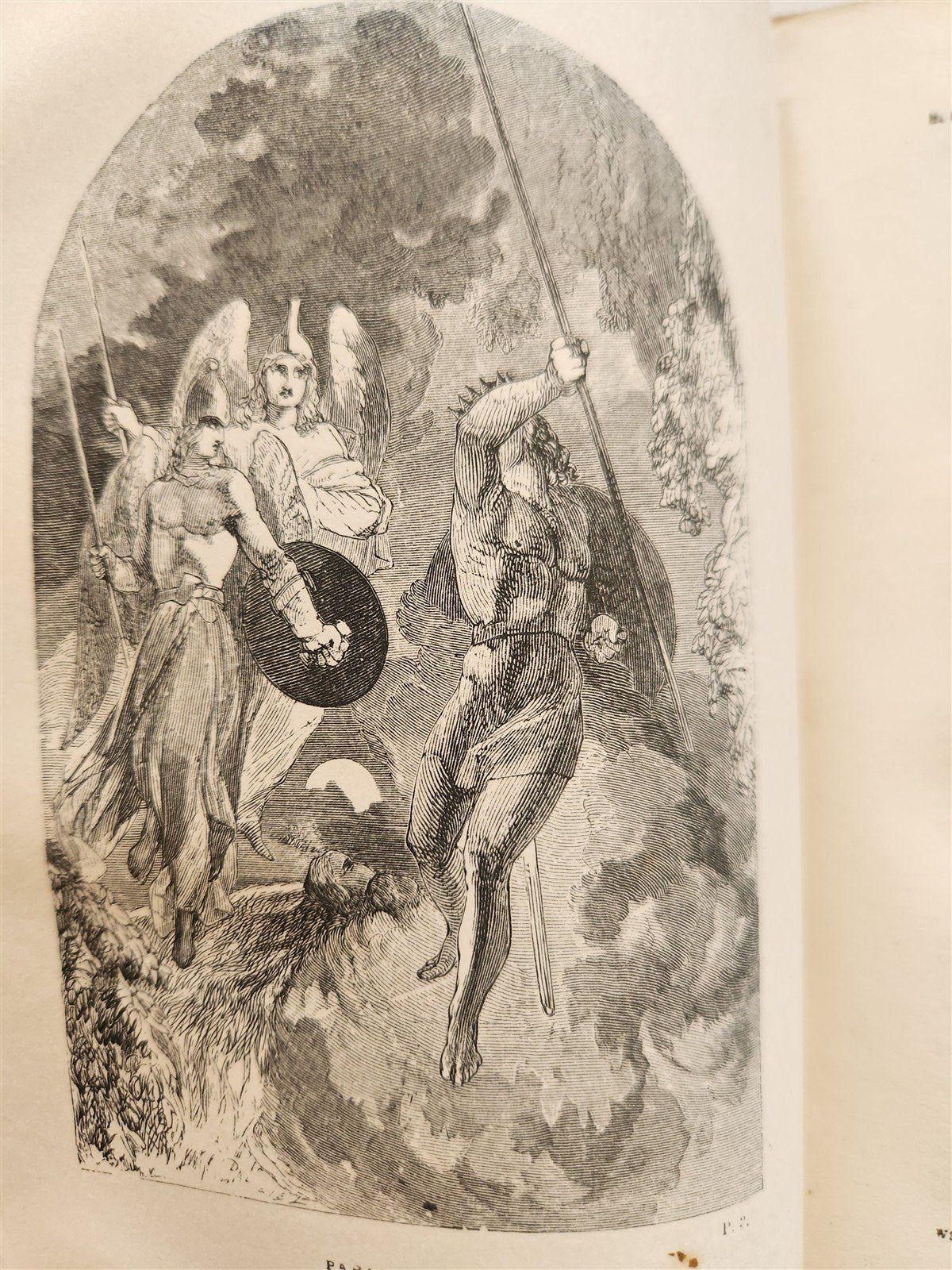 1867 THE POETICAL WORKD of JOHN MILTON ANTIQUE illustrated by WILLIAM HARVEY