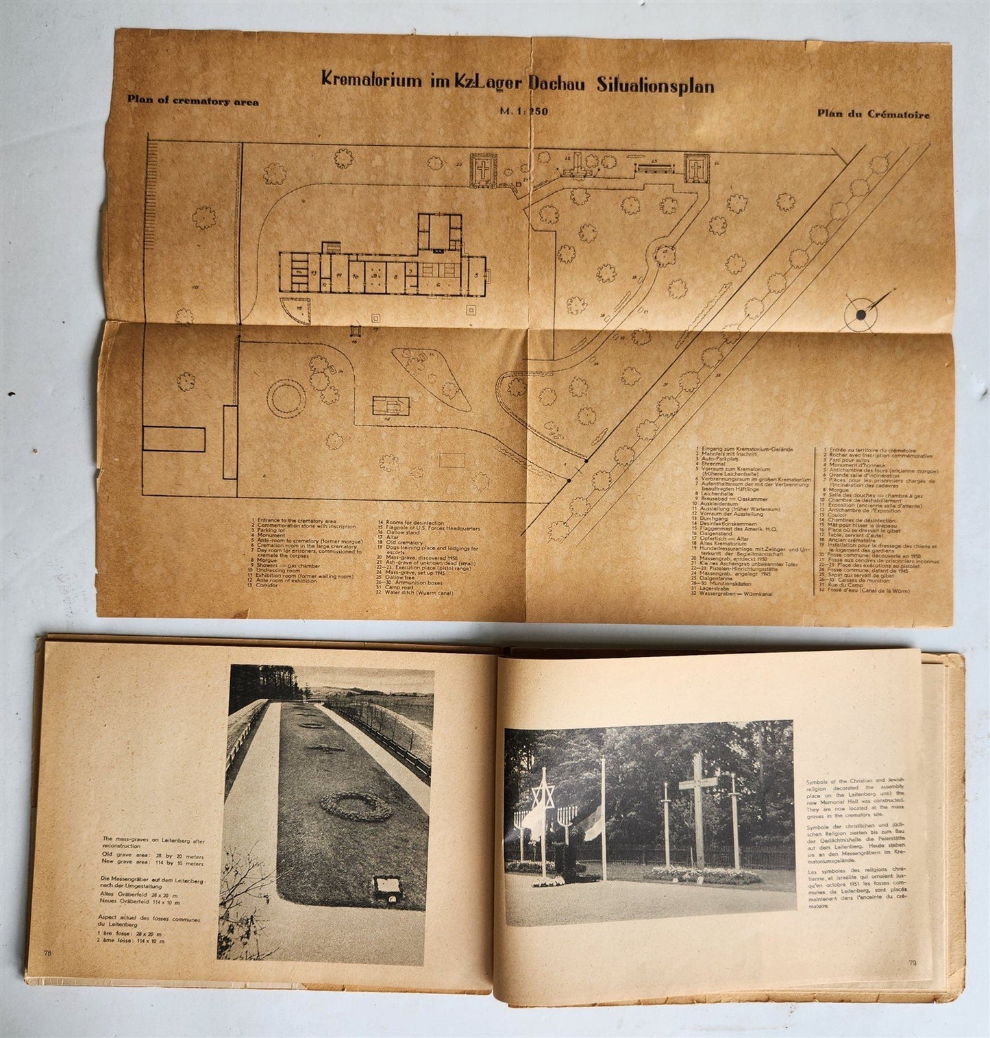 1950 GUIDE TRHOUGH DACHAU CONCENTRATION CAMP MEMORIAL SITES ANTIQUE illustrated