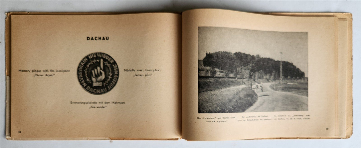 1950 GUIDE TRHOUGH DACHAU CONCENTRATION CAMP MEMORIAL SITES ANTIQUE illustrated