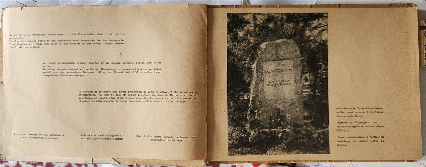 1950 GUIDE TRHOUGH DACHAU CONCENTRATION CAMP MEMORIAL SITES ANTIQUE illustrated